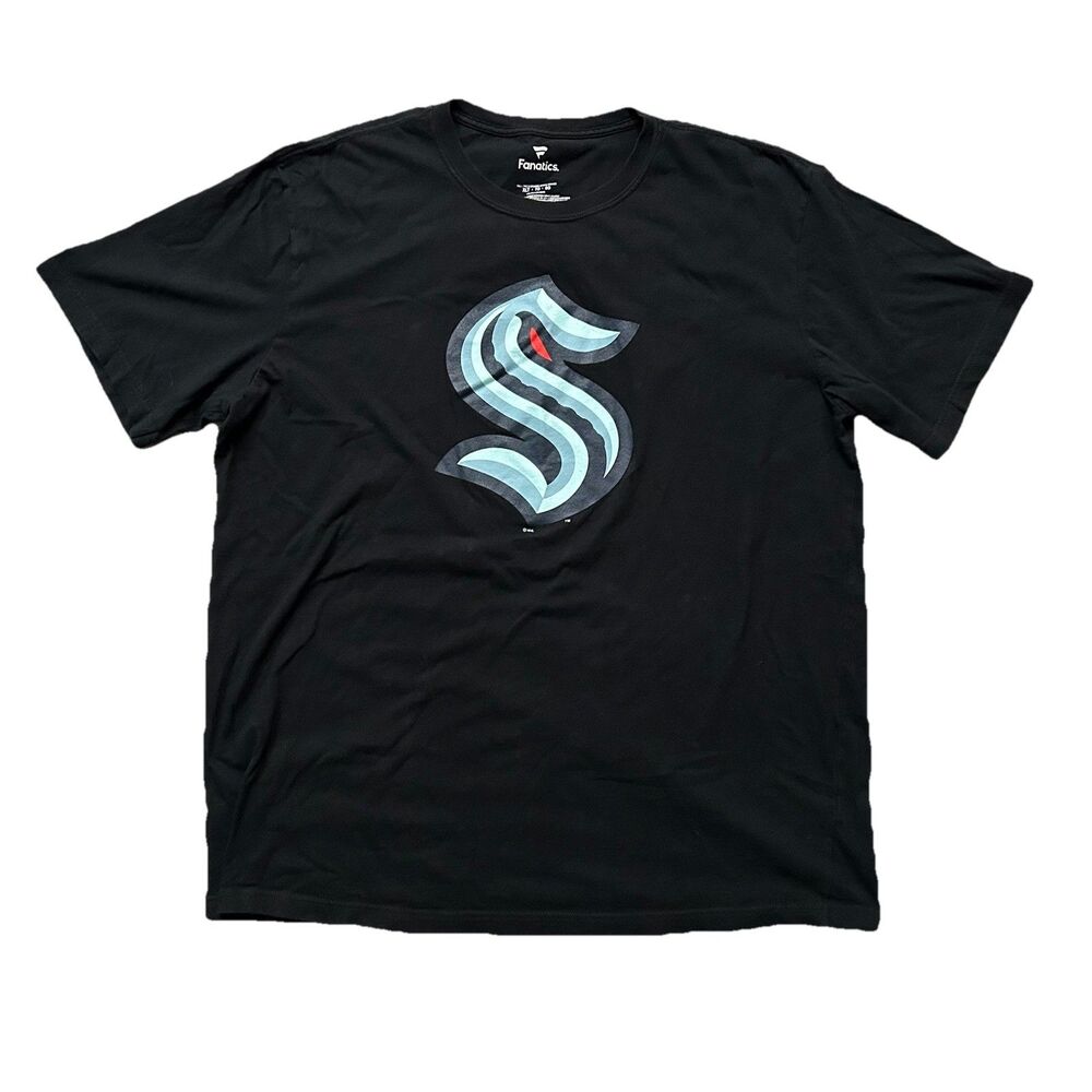 Fanatics Seattle Kraken NHL Men’s Black T-Shirt Big & Tall Size XLT 100% Cotton